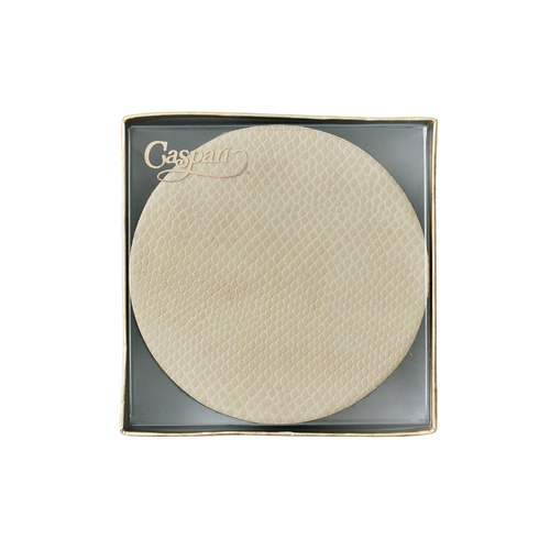 Ivory Snakeskin Round Coaster