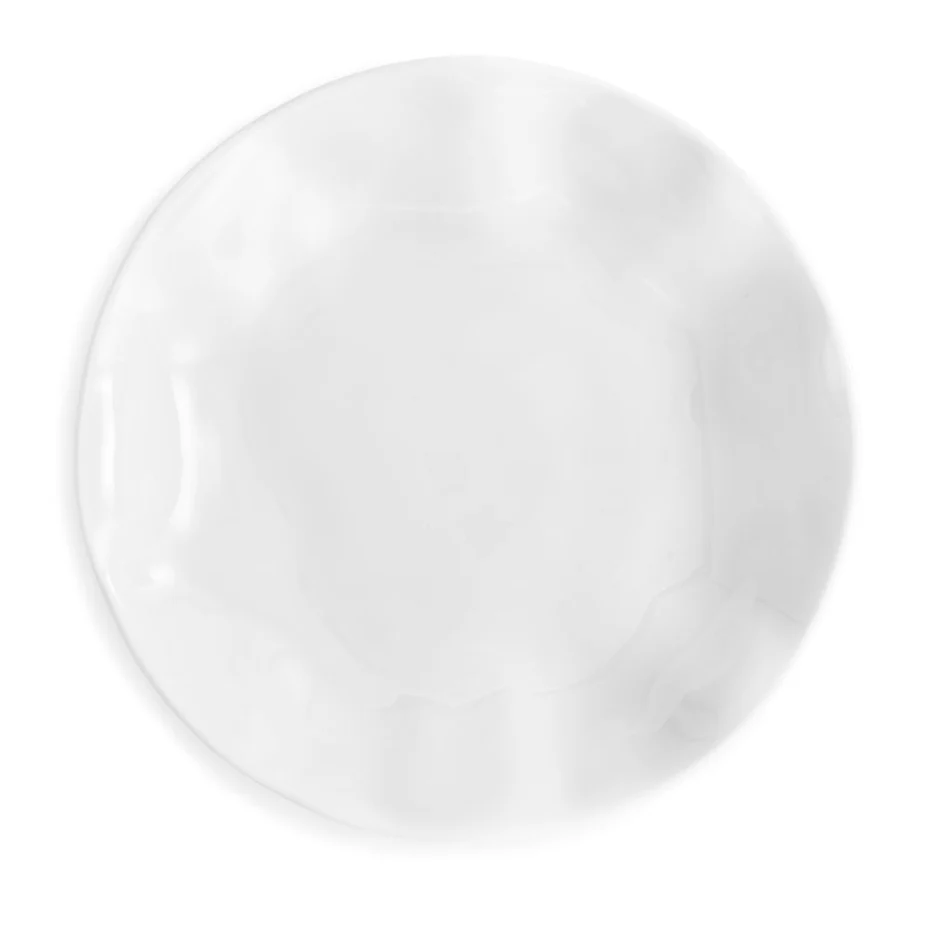 Q Home Design Ruffle White Melamine Round Dinner Bowl