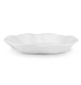 Q Home Design Ruffle White Melamine Round Dinner Bowl
