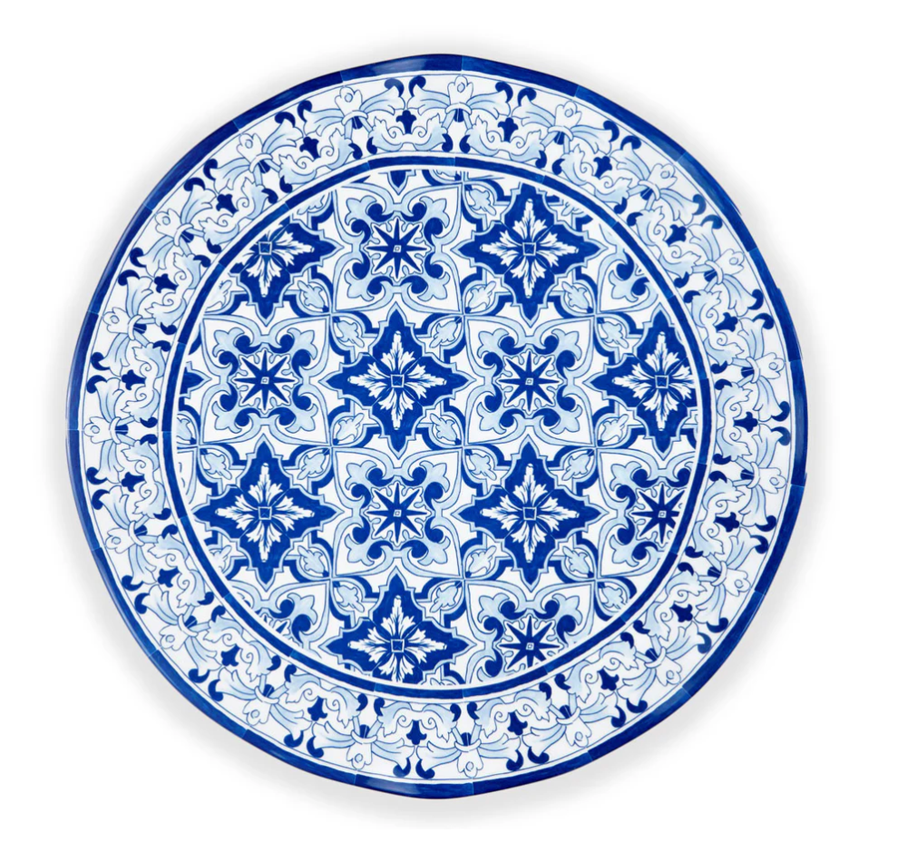 Q Home Design Talavera in Azul Blue Melamine Platter