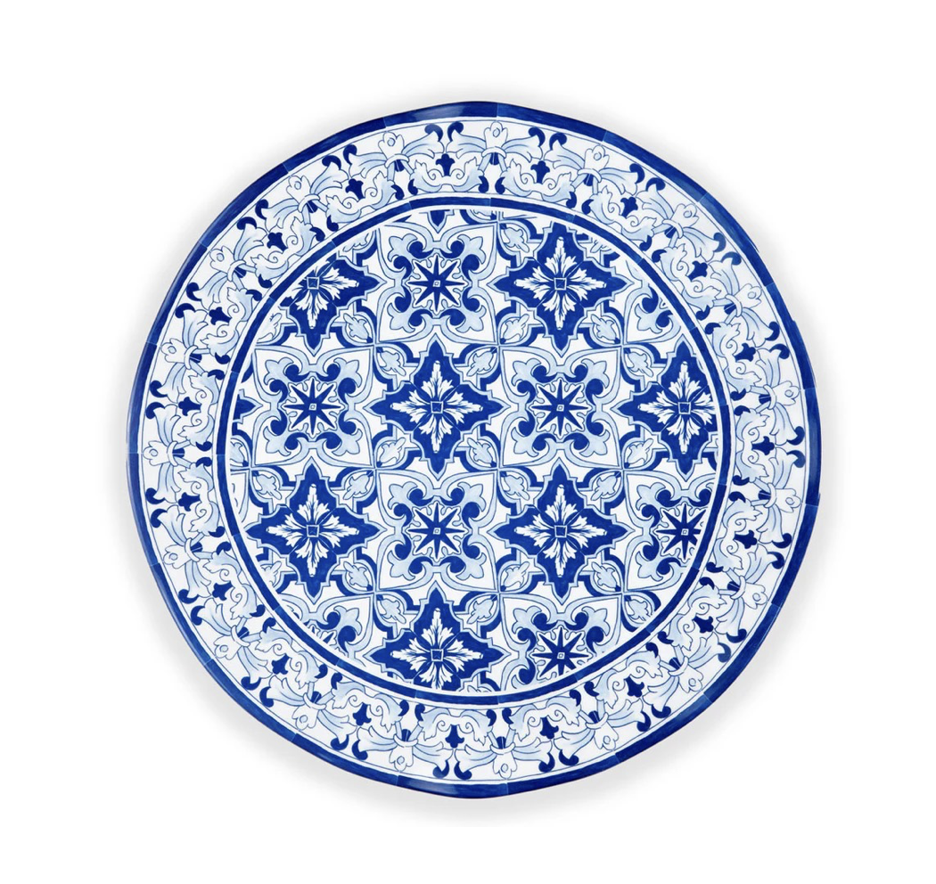 Q Home Design Talavera in Azul Blue Melamine Platter