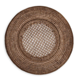 Rattan Round Plate Charger in Dark Natural
