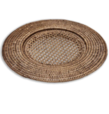 Rattan Round Plate Charger in Dark Natural