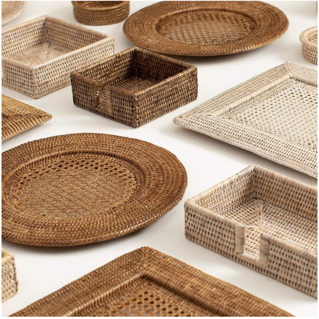 Rattan Round Plate Charger in Dark Natural