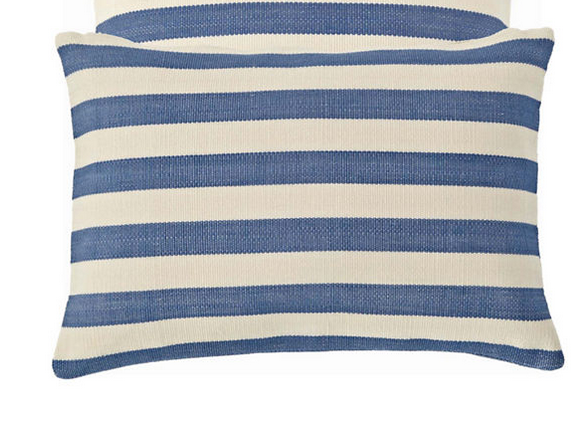 Trimaran Stripe Sky Blue/White Indoor/Outdoor Pillow