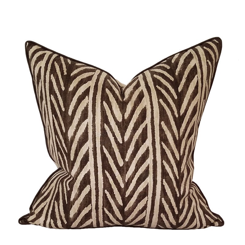 St John Collection Thatched Herringbone Pillow/Chocolate 22" Sq
