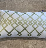 White With Green Embroidery 14"X20" Lumbar Pillow