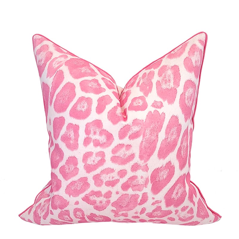 Palm Beach Collection Pink Leokat Pillow 22"