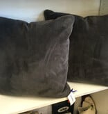 Velvety Charcoal Pillows 20" Sq Fiber Down