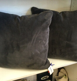 Velvety Charcoal Pillows 20" Sq Fiber Down