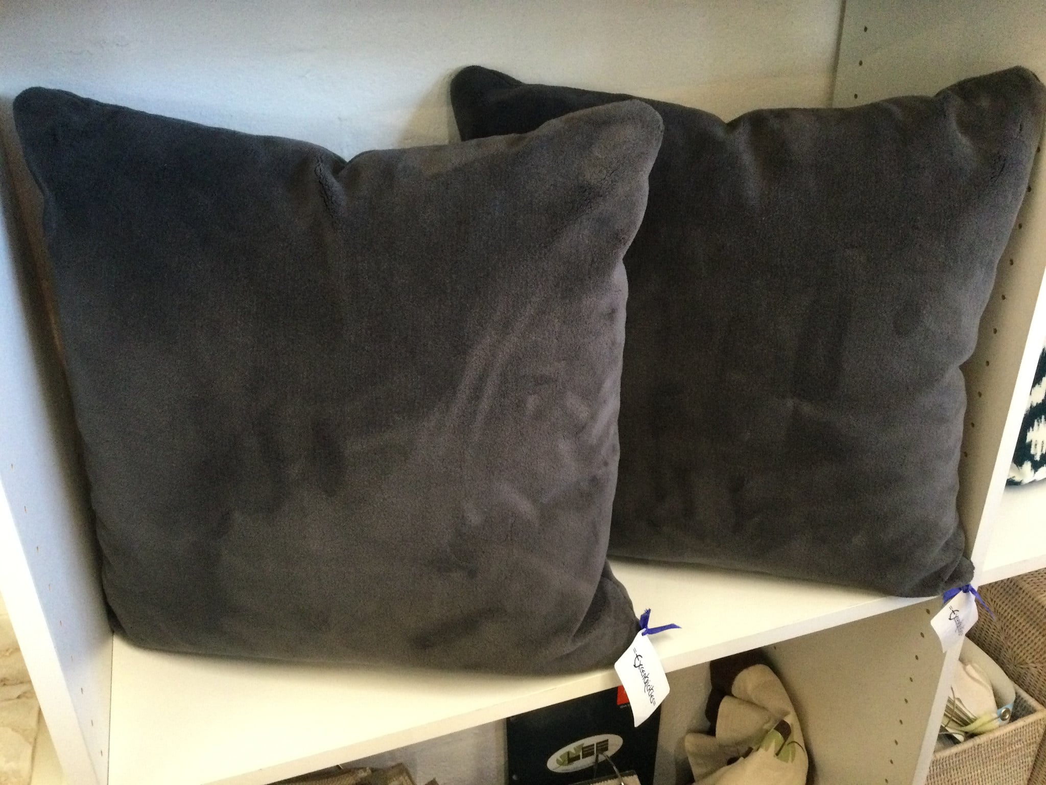Velvety Charcoal Pillows 20" Sq Fiber Down