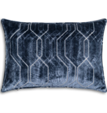 Cloud9 Design Geometric Pattern Cut Velvet Pillow In Navy-14X20.