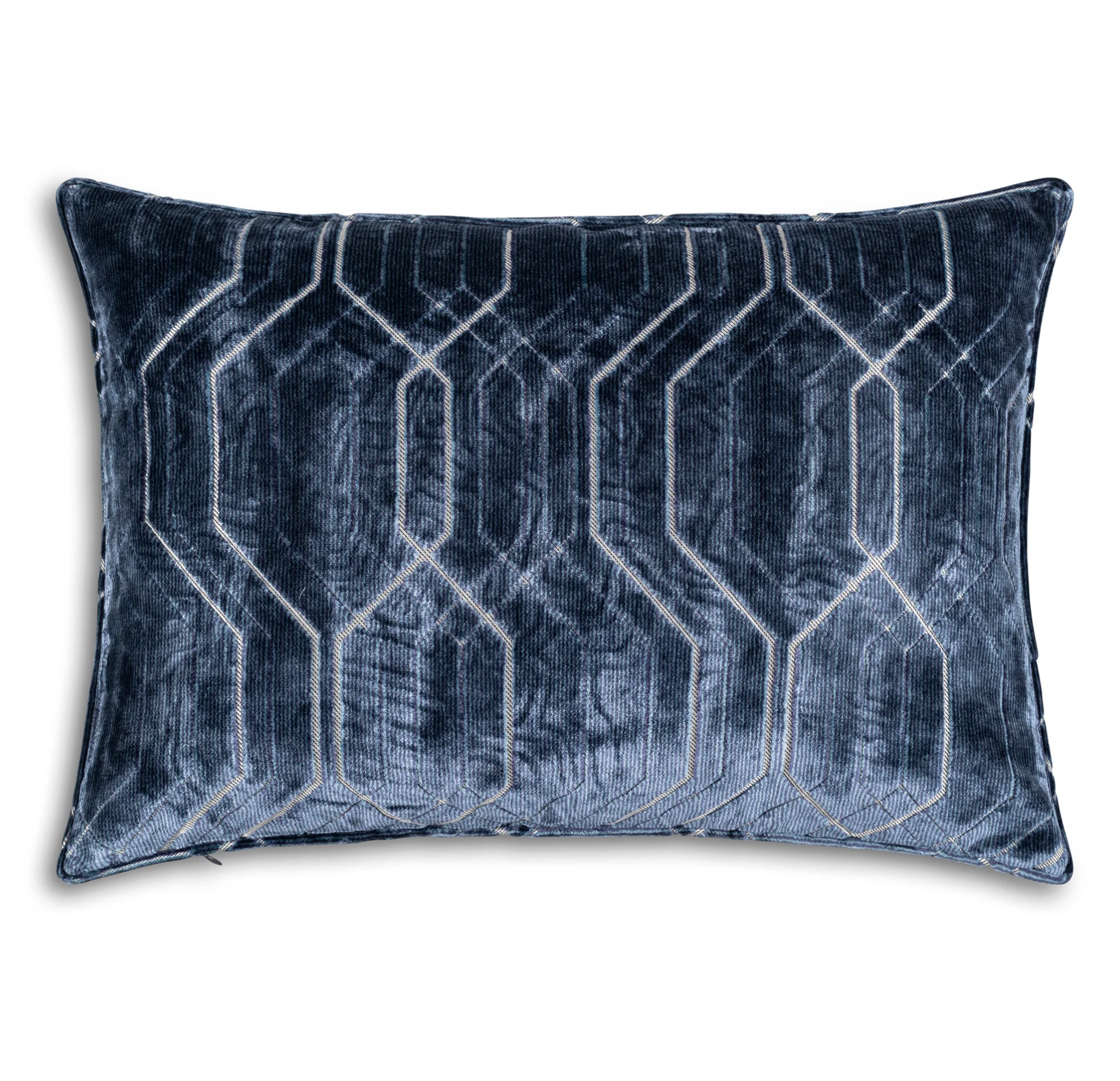 Cloud9 Design Geometric Pattern Cut Velvet Pillow In Navy-14X20.