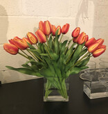 Dutch Tulips in 6” Rectangle Vase (Yellow Orange)