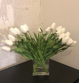 Dutch Tulips in 6” Rectangle Vase (White)