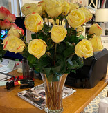 2 Dozen Long Stem Roses in Flared Vase (Yellow)