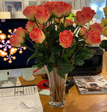 2 Dozen Long Stem Roses in Flared Vase (Salmon)