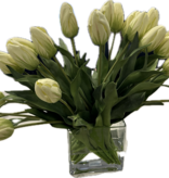 Dutch Tulips in 6” Rectangle Vase (Light Green)