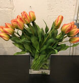Dutch Tulips in 6” Rectangle Vase (Light Orange)