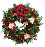 Wreath w/Red Amaryllis Theme Citrus Bow  35" H X 35" W