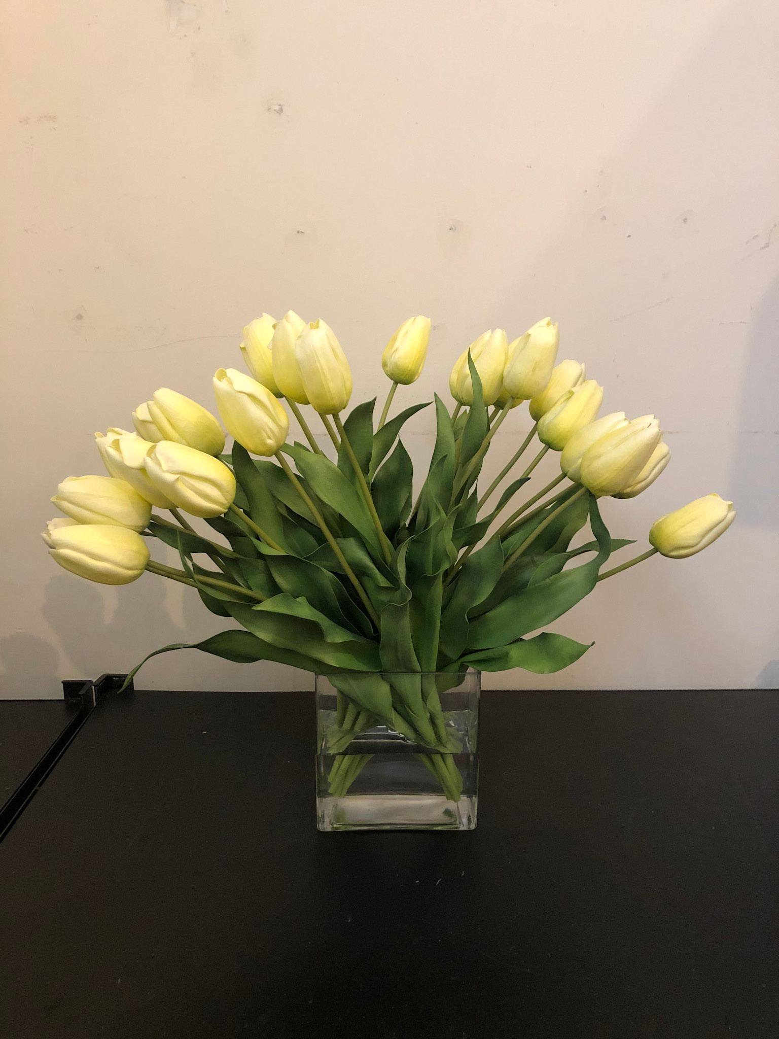 Dutch Tulips in 6” Rectangle Vase (Yellow)