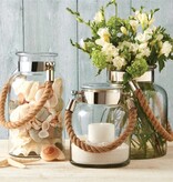 Glass Lantern w/Rope Handle 8.75"x10.75"H