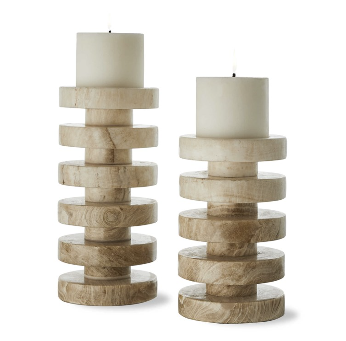 EMORA PILLAR CANDLEHOLDERS, S/2      6 W X 13 H X 6 D (in)