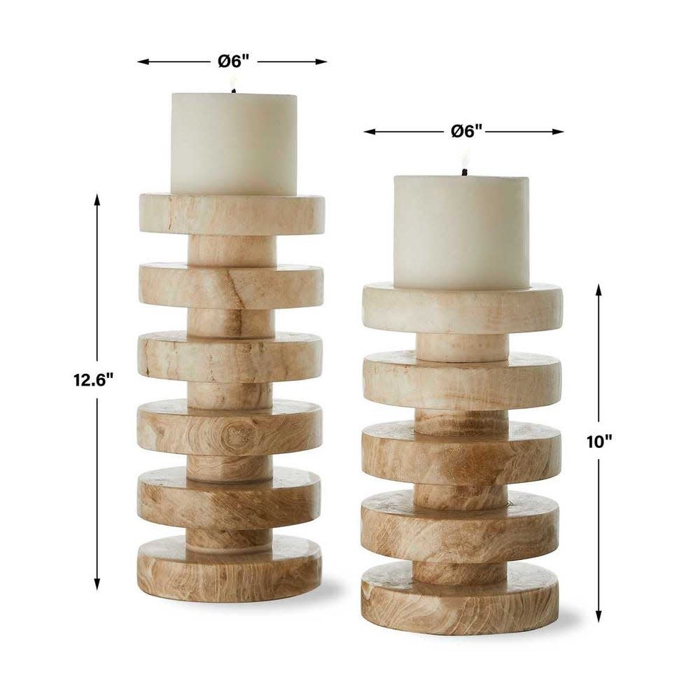 EMORA PILLAR CANDLEHOLDERS, S/2      6 W X 13 H X 6 D (in)