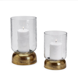 SM Casablanca Hurricane with Brass Base- Recycled Aluminum/Glass 8 1/2" H x 5 1/2" Dia