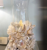 Pair of White Seashell Hurricanes 9"Wx9"Dx18"H -C