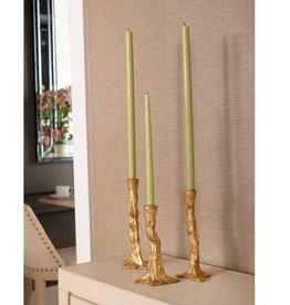 Branch Set of 3 Candlesticks / Gold Leaf
