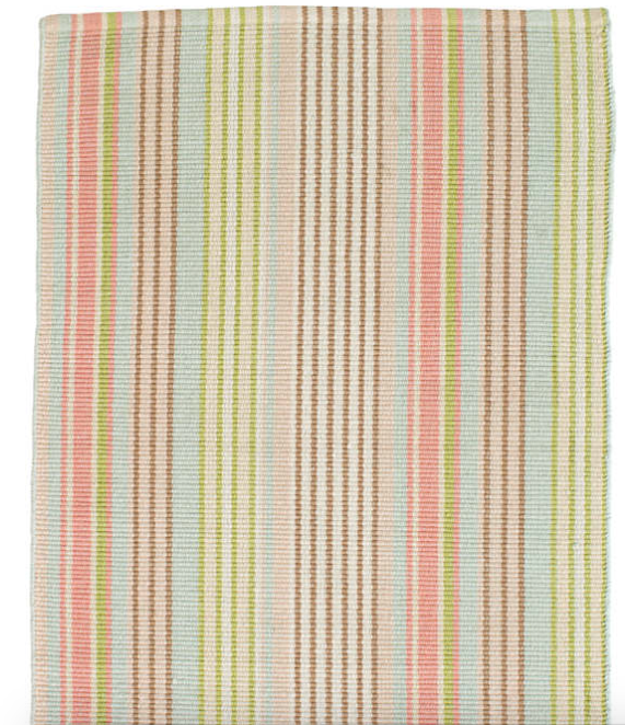 Ana Aqua Ticking Woven Cotton Rug 4x6