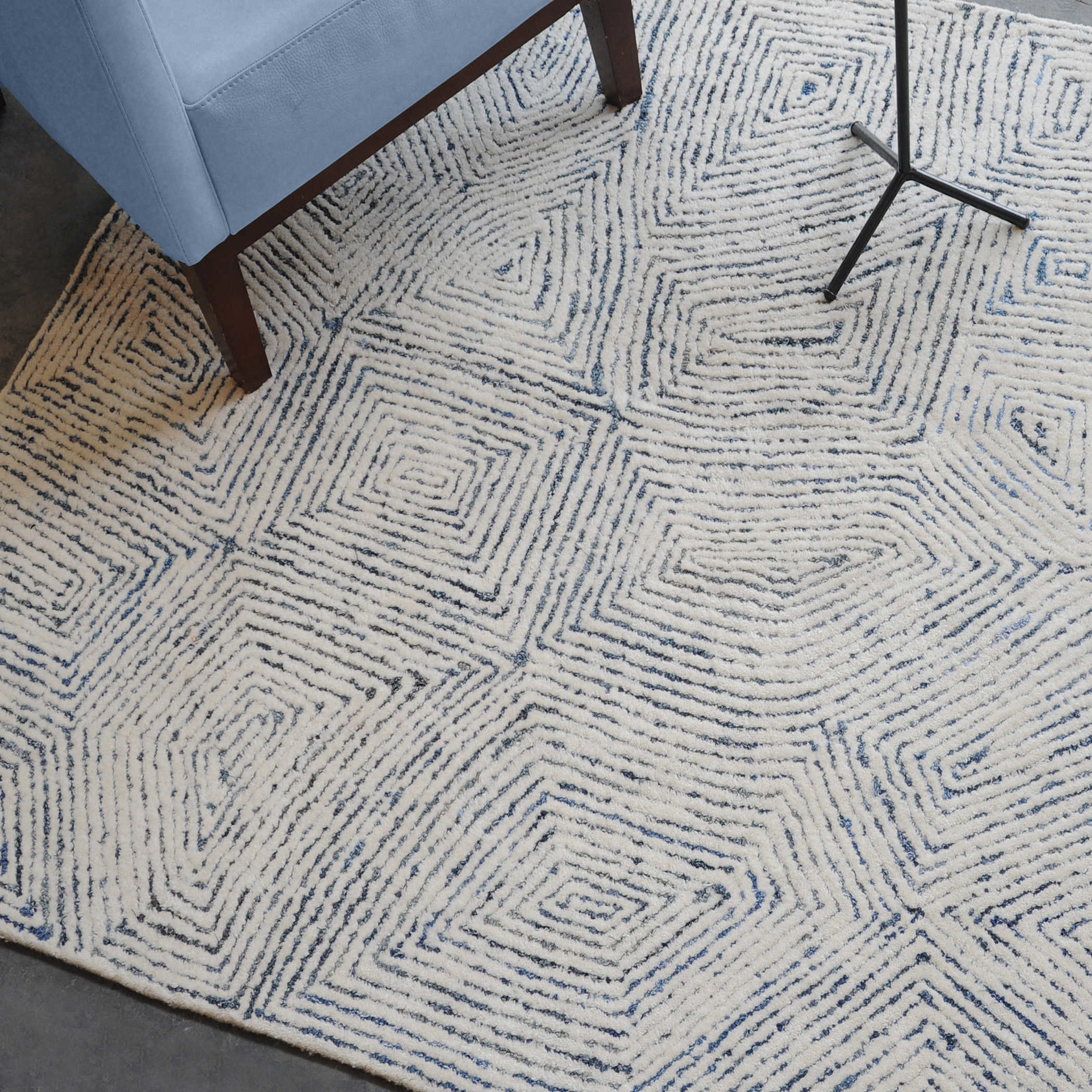 Maze, Blue Rug 5x8