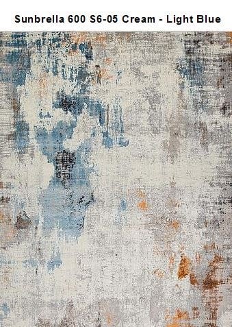 Sunbrella Cream/Light Blue Rug 4 x 6