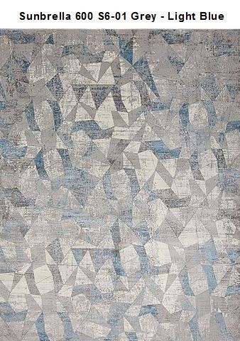 Sunbrella Grey/Light Blue Rug 5 x 8