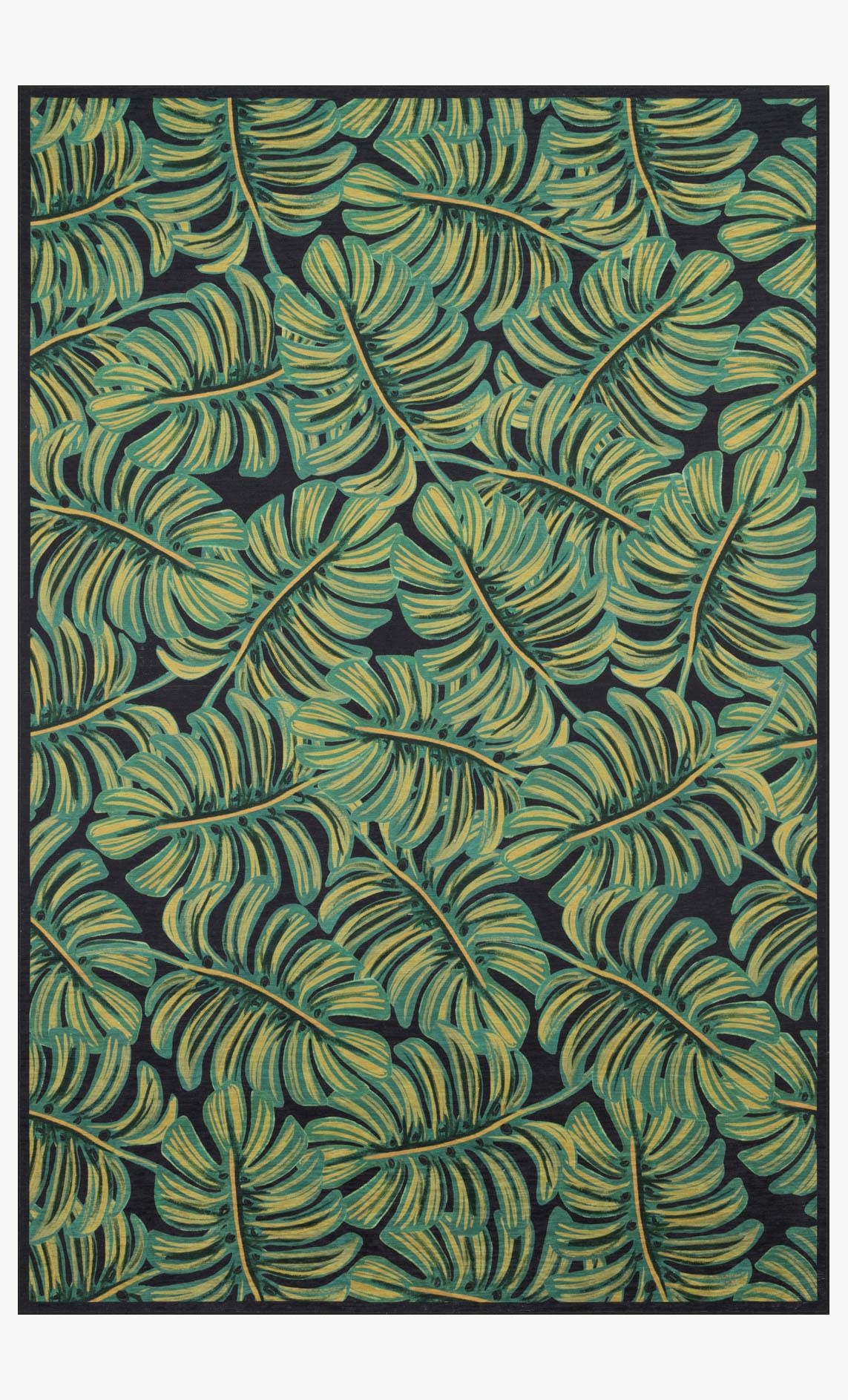 Veranda Monstera 2'3"x4' Black Area Rug