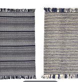 Navy Chevron & Stripe Hand Made 3x5 Floor Rug