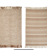 Neutral Chevron and Stripe Hand Made 3x5 Floor Rug