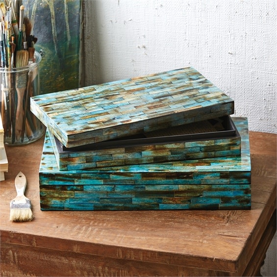 Lg Verdigris Box  15x9.5x3.5