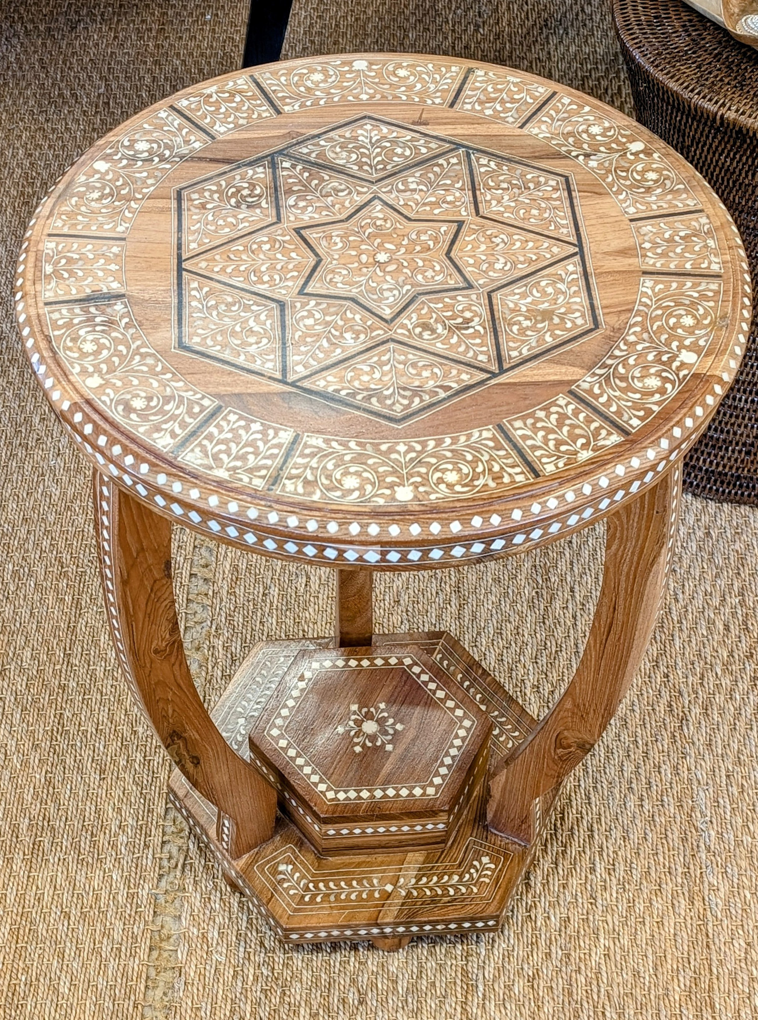 Round Inlay Side Table
