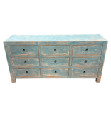 9 Drawer Reclaimed Wood Dresser - Blue