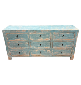 9 Drawer Reclaimed Wood Dresser - Blue