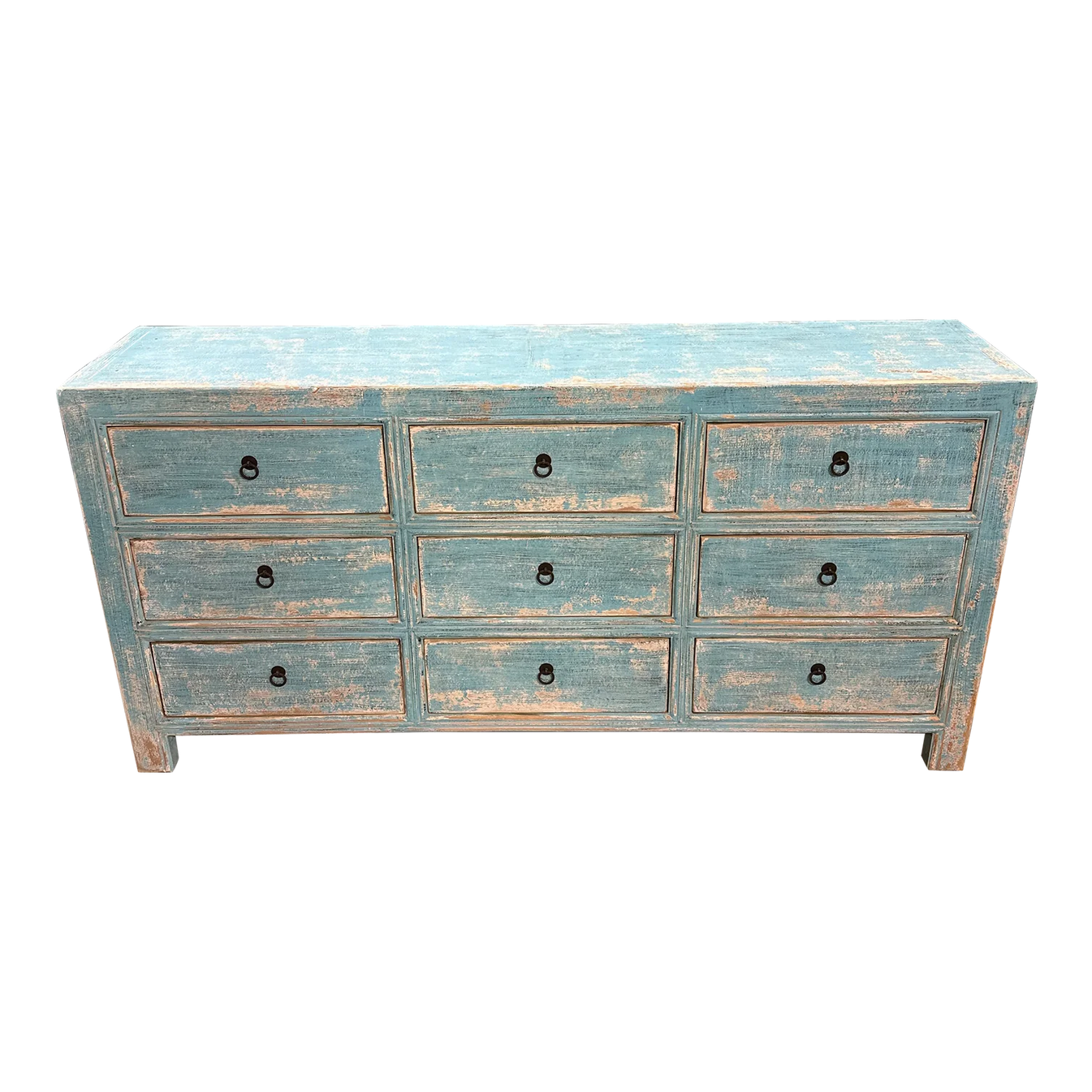 9 Drawer Reclaimed Wood Dresser - Blue