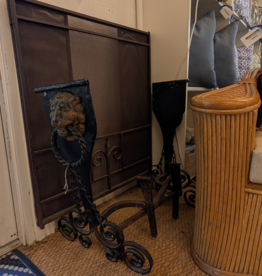 Antique Fireplace Screen Black/Brown Iron