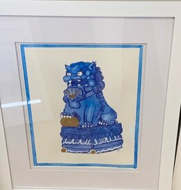 Blue Foo Dog 14"x18" original watercolor