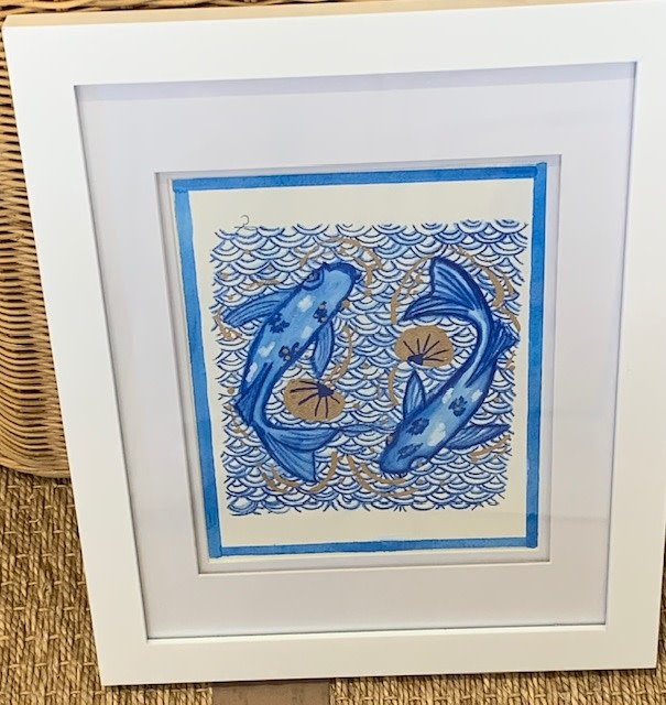 Blue Koi Fish 11"x14" orginal watercolor