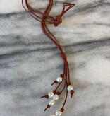 Baroque Pearl Necklace on Leather 16"{