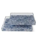 Pagoda Garden Blue/White Large Tray 2.5"H x 20"W x 14"D