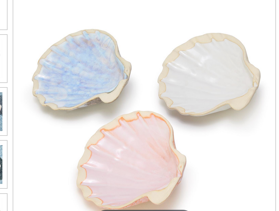 Reactive Glaze Shell Tidbit Dish Asst 3 Colors 5" W x 1" D x 5" H