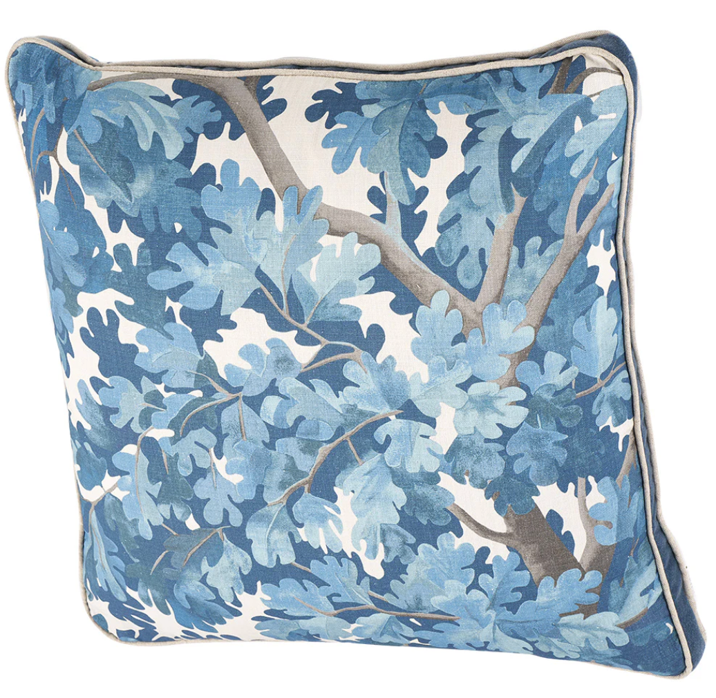 Woodland Dusty Blue Gusset Velvet Pillow 22"